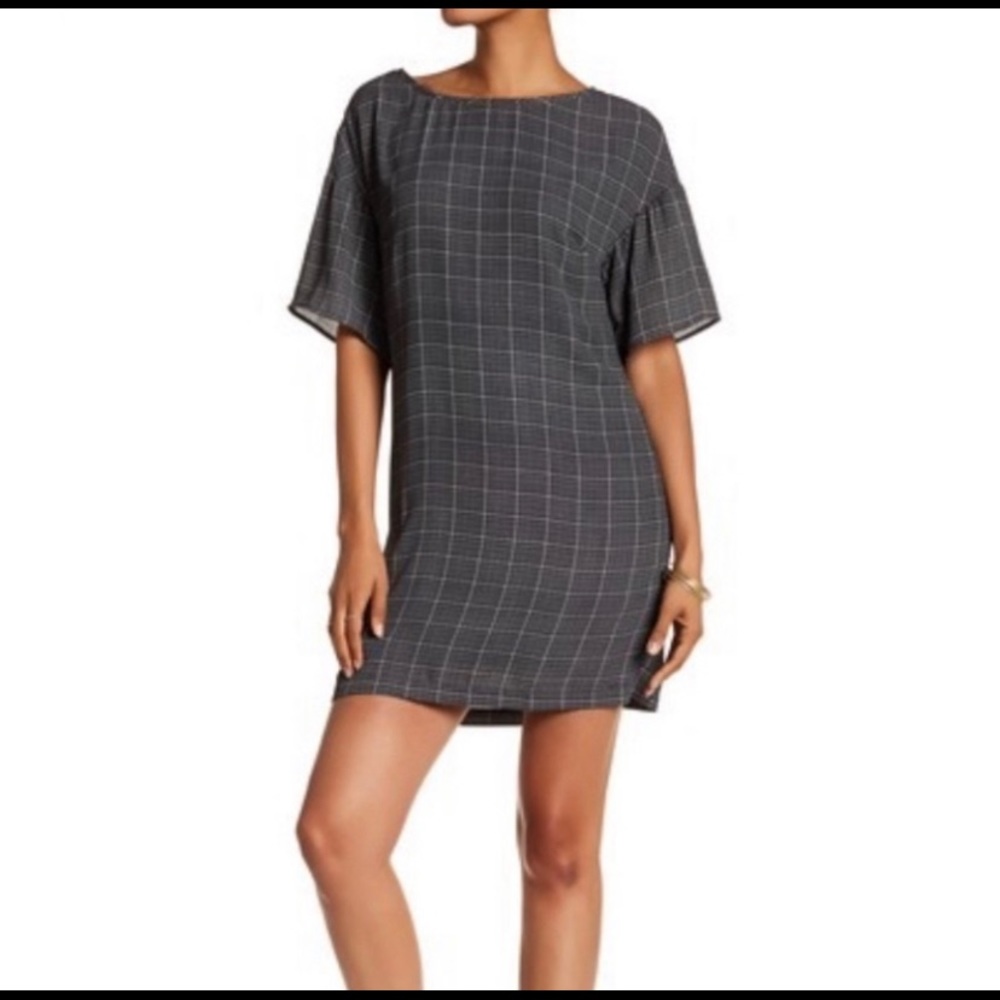 DR2/Daniel Rainn Boatneck Windowpane Shift dress